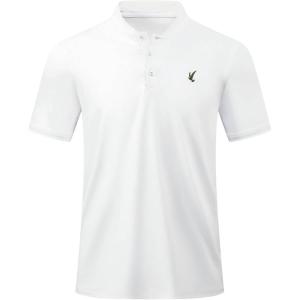 imageJMIERR Mens Polo Henley Shirt Moisture Wicking Quick Dry Summer Casual Short Sleeve Golf Polo T Shirts1 Whitesolid Collar