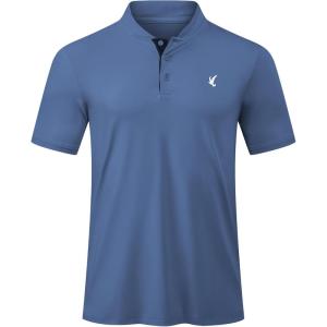 imageJMIERR Mens Polo Henley Shirt Moisture Wicking Quick Dry Summer Casual Short Sleeve Golf Polo T ShirtsHaze Blue