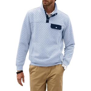 imageJMIERR Mens Quilted Sweatshirt Casual Long Sleeve Outdoor Stand Collar Button Pullover SweatshirtsZ Pale Blue