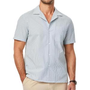 imageJMIERR Mens Seersucker Shirts Short Sleeve Casual Shirts Button Down Shirt Beach Summer Vacation Wedding ShirtStripedblue