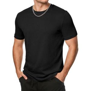 imageJMIERR Mens TShirt Short Sleeve Muscle Textured Knit Crewneck Slim T Shirt Gym Workout Athletic Tee Shirts01 Black