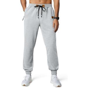 imageJMIERR Mens Tapered Sweatpants with Zip Pockets Drawstring Waist for Athletic Joggers Track Pants Gym Running WorkoutLight Grey
