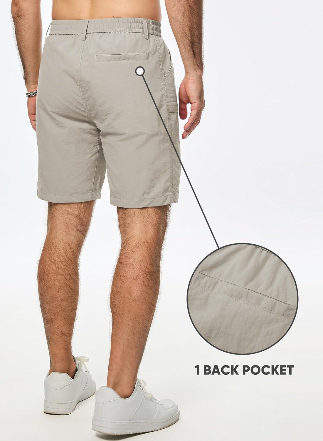 imageJMIERR Mens Hiking Cargo Shorts Casual Stretch Water Resistant QuickDry Lightweight Shorts Mens Golf Shorts with 5 PocketsApricot