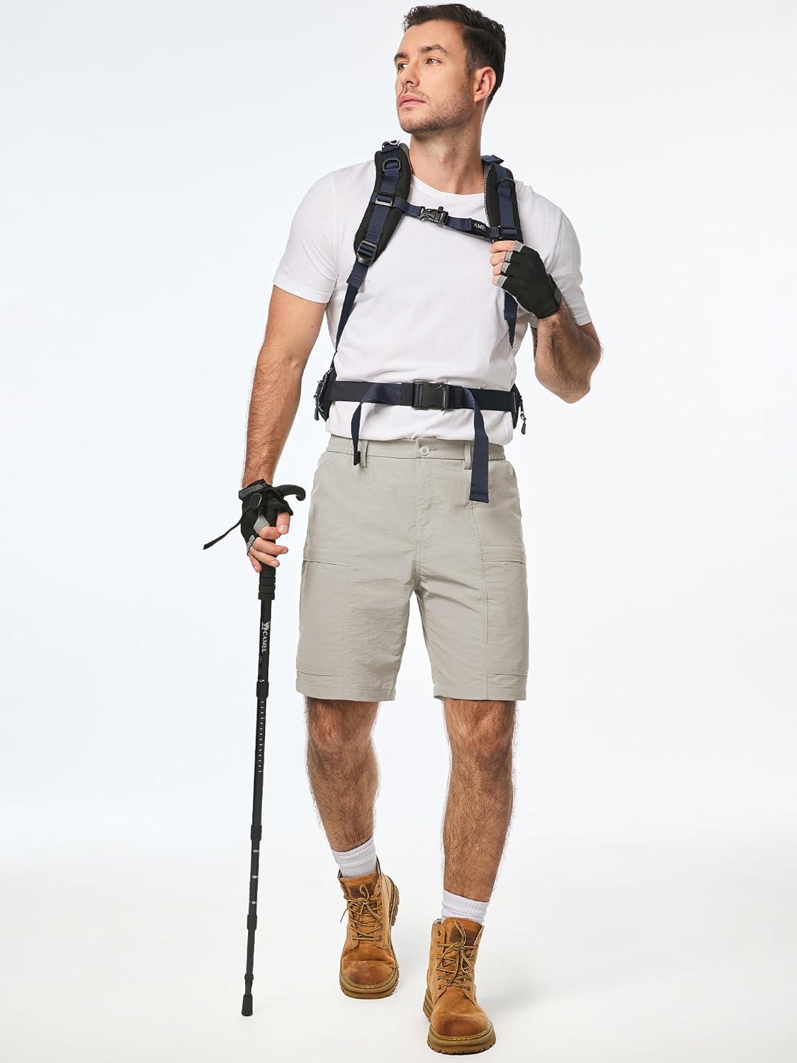 imageJMIERR Mens Hiking Cargo Shorts Casual Stretch Water Resistant QuickDry Lightweight Shorts Mens Golf Shorts with 5 PocketsApricot