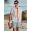 imageJMIERR Mens Casual 7quot Shorts Cotton Elastic Waist Drawstring Summer Texture Stretch Beach Shorts with PocketsDusk Blue