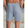 imageJMIERR Mens Casual 7quot Shorts Cotton Elastic Waist Drawstring Summer Texture Stretch Beach Shorts with PocketsDusk Blue