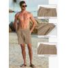 imageJMIERR Mens Casual 7quot Shorts Cotton Elastic Waist Drawstring Summer Texture Stretch Beach Shorts with PocketsKhaki
