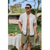 imageJMIERR Mens Casual 8quot Cotton Linen Shorts  Button Waist Summer Beach Shorts with PocketsGreen