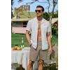 imageJMIERR Mens Casual 8quot Cotton Linen Shorts  Button Waist Summer Beach Shorts with PocketsLight Green