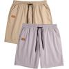 imageJMIERR Mens Casual Shorts  Cotton Drawstring Summer Beach Stretch Twill Chino Golf ShortsZ 2 Pack  Apricot  Light Grey