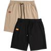 imageJMIERR Mens Casual Shorts  Cotton Drawstring Summer Beach Stretch Twill Chino Golf ShortsZ 2 Pack  Black  Apricot