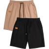 imageJMIERR Mens Casual Shorts  Cotton Drawstring Summer Beach Stretch Twill Chino Golf ShortsZ 2 Pack  Black  Khaki