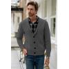 imageJMIERR Mens Casual Wool Blend Long Sleeve Shawl Collar Buttons Down Cable Knit Cardigan Sweater2 Dark Grey
