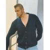 imageJMIERR Mens Casual Wool Blend Long Sleeve Shawl Collar Buttons Down Cable Knit Cardigan Sweater3 Blue