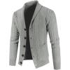 imageJMIERR Mens Casual Wool Blend Long Sleeve Shawl Collar Buttons Down Cable Knit Cardigan Sweater5 Light Grey