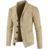 imageJMIERR Mens Casual Wool Blend Long Sleeve Shawl Collar Buttons Down Cable Knit Cardigan Sweater6 Khaki