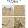 imageJMIERR Mens Casual Wool Blend Long Sleeve Shawl Collar Buttons Down Cable Knit Cardigan Sweater6 Khaki