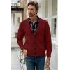imageJMIERR Mens Casual Wool Blend Long Sleeve Shawl Collar Buttons Down Cable Knit Cardigan SweaterC Red