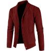 imageJMIERR Mens Casual Wool Blend Long Sleeve Shawl Collar Buttons Down Cable Knit Cardigan SweaterC Red