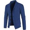 imageJMIERR Mens Casual Wool Blend Long Sleeve Shawl Collar Buttons Down Cable Knit Cardigan SweaterD Blue