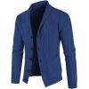 imageJMIERR Mens Casual Wool Blend Long Sleeve Shawl Collar Buttons Down Cable Knit Cardigan SweaterD Blue