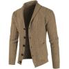 imageJMIERR Mens Casual Wool Blend Long Sleeve Shawl Collar Buttons Down Cable Knit Cardigan SweaterD Brown
