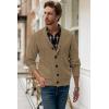 imageJMIERR Mens Casual Wool Blend Long Sleeve Shawl Collar Buttons Down Cable Knit Cardigan SweaterD Brown