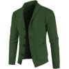 imageJMIERR Mens Casual Wool Blend Long Sleeve Shawl Collar Buttons Down Cable Knit Cardigan SweaterD Green2