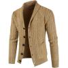 imageJMIERR Mens Casual Wool Blend Long Sleeve Shawl Collar Buttons Down Cable Knit Cardigan SweaterD Khaki