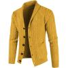 imageJMIERR Mens Casual Wool Blend Long Sleeve Shawl Collar Buttons Down Cable Knit Cardigan SweaterD Yellow