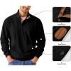 imageJMIERR Mens Corduroy Sweatshirt Casual Long Sleeve Stand Collar Button Pullover Sweatshirts with PocketsA Black