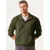 imageJMIERR Mens Corduroy Sweatshirt Casual Long Sleeve Stand Collar Button Pullover Sweatshirts with PocketsA Jungle Green