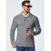 imageJMIERR Mens Knit Sweater Casual Shawl Collar Pullover Sweater Slim Fit Solid Color Fall Fashion Button Textured SweatersLight Grey