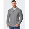 imageJMIERR Mens Knit Sweater Casual Shawl Collar Pullover Sweater Slim Fit Solid Color Fall Fashion Button Textured SweatersLight Grey