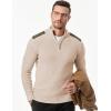 imageJMIERR Mens Quarter Zip Cable Knit Pullover Sweater Casual Long Sleeve Stand Collar SweatersBeige