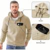 imageJMIERR Mens Quilted Hoodies Casual Long Sleeve QuarterZip Pullover Sweatshirt with PocketsZ Beige