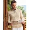 imageJMIERR Mens Wool Blend Cable Knit Sweater Casual Long Sleeve Button Stand Collar Old Money Pullover SweatersApricot