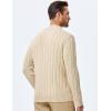 imageJMIERR Mens Wool Blend Cable Knit Sweater Casual Long Sleeve Button Stand Collar Old Money Pullover SweatersApricot