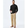 imageJMIERR Mens Wool Blend Cable Knit Sweater Casual Long Sleeve Button Stand Collar Old Money Pullover SweatersBlack