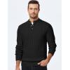 imageJMIERR Mens Wool Blend Cable Knit Sweater Casual Long Sleeve Button Stand Collar Old Money Pullover SweatersBlack