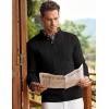 imageJMIERR Mens Wool Blend Cable Knit Sweater Casual Long Sleeve Button Stand Collar Old Money Pullover SweatersBlack