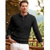 imageJMIERR Mens Wool Blend Cable Knit Sweater Casual Long Sleeve Button Stand Collar Old Money Pullover SweatersBlack