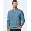 imageJMIERR Mens Wool Blend Cable Knit Sweater Casual Long Sleeve Button Stand Collar Old Money Pullover SweatersBlue