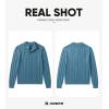 imageJMIERR Mens Wool Blend Cable Knit Sweater Casual Long Sleeve Button Stand Collar Old Money Pullover SweatersBlue