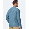 imageJMIERR Mens Wool Blend Cable Knit Sweater Casual Long Sleeve Button Stand Collar Old Money Pullover SweatersBlue