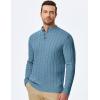 imageJMIERR Mens Wool Blend Cable Knit Sweater Casual Long Sleeve Button Stand Collar Old Money Pullover SweatersBlue