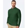 imageJMIERR Mens Wool Blend Cable Knit Sweater Casual Long Sleeve Button Stand Collar Old Money Pullover SweatersGreen