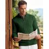 imageJMIERR Mens Wool Blend Cable Knit Sweater Casual Long Sleeve Button Stand Collar Old Money Pullover SweatersGreen