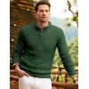 imageJMIERR Mens Wool Blend Cable Knit Sweater Casual Long Sleeve Button Stand Collar Old Money Pullover SweatersGreen