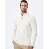 imageJMIERR Mens Wool Blend Cable Knit Sweater Casual Long Sleeve Button Stand Collar Old Money Pullover SweatersWhite